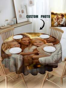 Nappe ronde personnalisée, 2 tailles disponibles, photo de famille, motifs de décoration de fête, convient pour la décoration de fête, cadeau pour les amis, décoration de table de salle à manger intérieure/extérieure pour les rassemblements et les festivals