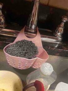 1pc Portable Kitchen Sink Sponge Holder With Hanging Basket, Drain Bag Filter, Storage Rack, Bathroom Organizer Tool - Multicolor - View 6