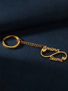 1pc Custom Stainless Steel Keychain With Personalized Name, Heart-Shaped Infinite Charm, Perfect Valentine's Day Gift For Couples, Express Love, Valentine's Day