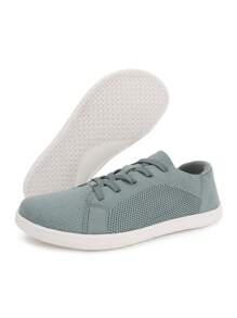 1 双针织面料宽头运动鞋、公路跑鞋、徒步鞋、针织鞋面透气步行鞋、宽头户外运动鞋、舒适轻便健身房防滑低帮系带男女通用简约赤足跑鞋 - 綠色 - 查看 12