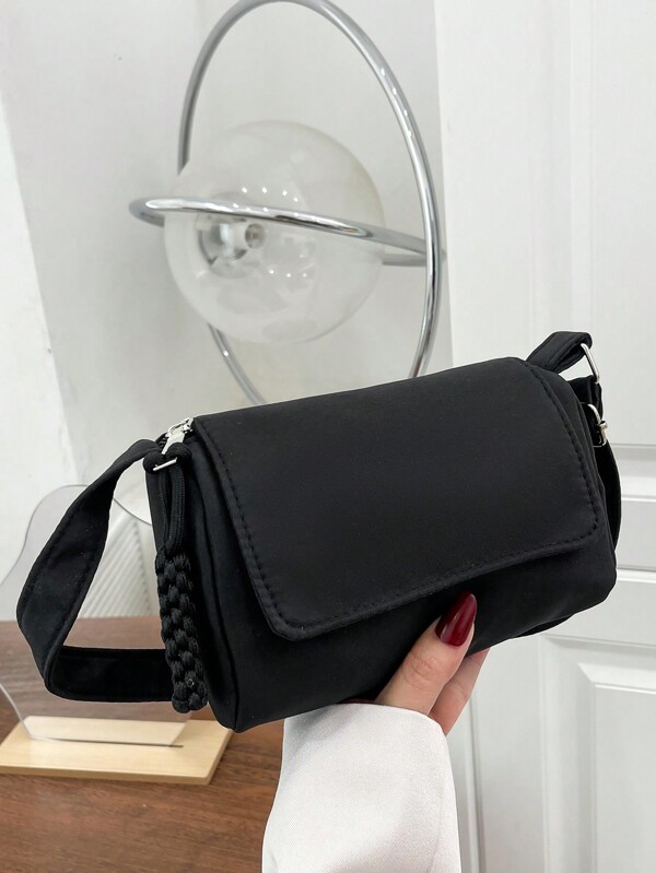 Women's Solid Color Mini Crossbody Bag, Casual Stylish Nylon Waterproof Fabric Small Shoulder Bag, Suitable For Going Out And Traveling