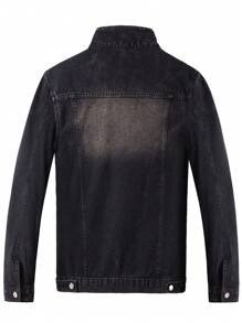 Men's Button Front Long Sleeve Pocket Denim Jacket, Spring/Autumn