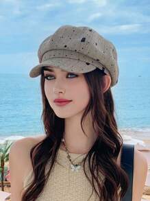 1pc Women's Casual Berets, Boho Vintage Retro Court Style Party Cute Street Beret Cap, Suitable For Spring Autumn, Plaid, Painter Hat, Fashionable & Versatile, Contouring Face, For Daily Outing And Shopping - Multicolor - View 1