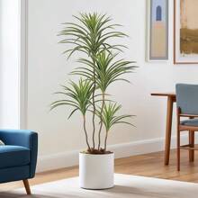 Local Shipping/Artificial Dracaena Plants Indoor, 4 Ft Faux Tropical Floor Plants Indoor, Tall Fake Yucca Silk Tree In Pot, Artificial Trees For Home Office Decor Indoor Outdoor Housewarming Gift