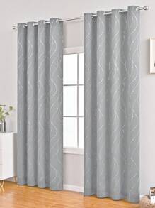1pc European & American Style Single-Sided Metallic Foil Shooting Star Blackout Curtain - Dark Grey - View 1