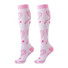 6 Pairs Women Heart Pattern Compression Socks, Long Leg Socks, Calf High Nurse Socks, Gift For Mother's Day, Valentine's Day, Y2k, Cozy - Multicolor - View 8