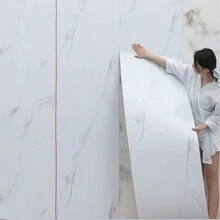1 Roll Thick Marble Pattern Waterproof Self-Adhesive Wallpaper, Modern Minimalist White Marble Texture, Suitable For Sofa, TV Background, Dining Room, Bedroom, Kitchen Countertop And More