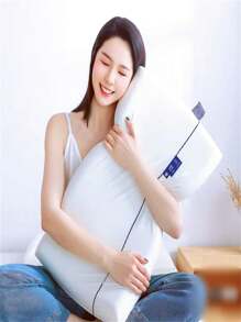 1pc Gel Memory Foam Pillow, Suitable For Stomach And Back Sleepers - Thin, Flat Design For Neck Alignment And Deep Sleep - White - View 4