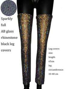Sexy Fishnet Leg Sleeves Com Strass - Acessório Glam para Boate