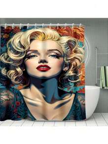 1/4 Pcs Letter Print Shower Curtain Set With Anti-Slip Bath Mat Carpet, Polyester Washable Bathroom Decor Curtains, Window Curtain, Size 70.8" X 70.8"