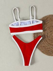 Bộ bikini nữ Polovedo chính hãng, hàng mới về mùa Xuân/Hè, kiểu dáng giản dị, gợi cảm, phối màu trắng và đỏ, thích hợp cho kỳ nghỉ biển và tiệc tùng. - Nhiều màu - Xem 3