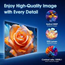 [Bulit-In App] Mini Projector 1080P FHD 2024 Upgraded Projector Portable Dual Control With Mouse Android TV WiFi 6 BT5.2 180° Adjustable TV Stick/USB/PS5 With Cable And Mouse-White - White1 - View 6