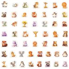 50PCS Colored Animals Stickers Vinyl Aesthetics Stickers Scrapbooking, Diary, Laptop, Bumper, Skateboard, Water Bottle, Computer, Phone, Cartoon, Hard Hat, Car Stickers And Decals