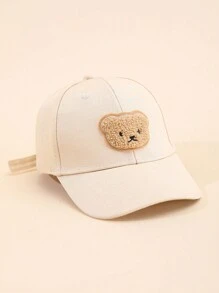 1pc Plush Bear Children & Teens Baseball Cap, Adjustable Snap Closure, Breathable Lightweight Moisture-Wicking Soft Simple Cute Design, Suitable For Daily, Vacation, Outdoor Activities, Gift