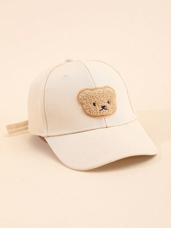 1pc Plush Bear Children & Teens Baseball Cap, Adjustable Snap Closure, Breathable Lightweight Moisture-Wicking Soft Simple Cute Design, Suitable For Daily, Vacation, Outdoor Activities, Gift