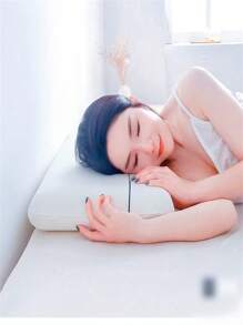 1pc Gel Memory Foam Pillow, Suitable For Stomach And Back Sleepers - Thin, Flat Design For Neck Alignment And Deep Sleep - White - View 6