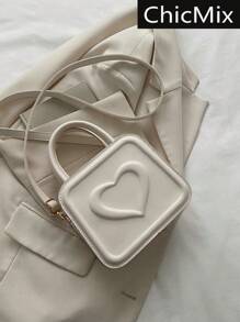 Mini Fashion Solid Color Heart-Shaped Embossed Square Handbag, Suitable For Shopping, Wallets, Shopping, Young Women, College Students, Newcomers, White-Collar Workers. They Are Very Suitable For Offices, Universities, Work, Business, Commuting, Outdoor Activities, Travel, And Outings