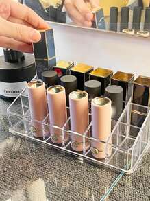 1pc Dustproof Acrylic Makeup Organizer Box, Display Stand For Lipstick, Nail Polish, Lip Gloss