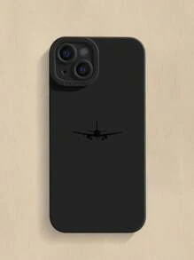 Funda de teléfono a prueba de golpes con borde perforado de precisión y estampado de avión negro, compatible con iPhone P14 ProMax, P13, P11, P12, XR, 7/8, Galaxy S22, S21, S20 FE, A51, A52, A53, A71, A72, A73, Redmi 9, 9A, 10A, 10C, Note 9, Note 10, Note 11, Note 12, 12, 12C, resistente al agua y a los arañazos