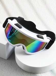 新款超大号男士滑雪骑行登山防风护目镜，防风滑雪镜轻松舒适休闲装户外骑行眼镜适合夏季海滩度假、户外、旅行秋季配件 - 白框彩膜 - 查看 6