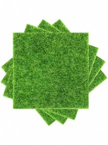 4 pièces/l'ensemble - herbe artificielle, gazon carré vert en PE 15x15 cm, décoration d'herbe artificielle pour l'artisanat, herbe de jardin artificielle pour micro paysage, cottage, projet de décoration miniature, gazon artificiel pour le jardinet de fée DIY, tapis d'herbe artificielle pour animaux de compagnie, décoration d'intérieur et d'extérieur