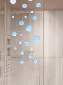 1 Set Creative Wall Sticker, Blue Bubble Pattern Self-Adhesive Wall Stickers, Bathroom Toilet Home Decoration Glass Stickers, Wall Decor Decals Home Bathroom Decor Bath Rug Floor Carpet Fall Decor Bathroom Accessories