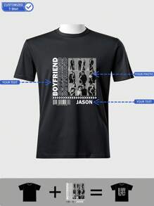 A Custom Custom T-Shirt, Valentine's Day,Thanksgiving, Christmas, Custom Boyfriend Style Men's T-Shirt - Add Pictures (Girlfriend, Boyfriend, Family Photo, Selfie) To Design Your Own Personalized Printed T-Shirt