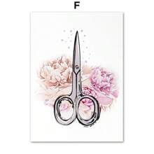 1 件装指甲油美甲灯美容院女孩花朵北欧海报粉色墙壁艺术印刷帆布画客厅装饰无框 - 彩色 - 查看 34