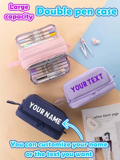 قلم PLa مزدوج الطبقات مخصص، قلم متعدد الوظائف P ، سعة كبيرة بلون سادة بسيطة، حقيبة تخزين قرطاسية وحقيبة مكياج للمدرسة والمكتب، P P لطيف، كيس قرطة قابل للمتانة لطلاب المدارس الابتدائية، عودة إلى المدرسة، لوازم المدرسة ، هدية للمدرسة، للمدرسة ، للفصل الدراسي، لهدايا المعلمين، للجامعة، للطلاب الجامعيين، لطلاب السنة الجامعية، طلاب السنة الثانية، الطلاب الجامعيون، طالبات السنة الثانوية، الطالبات، المرحلة الثانوية