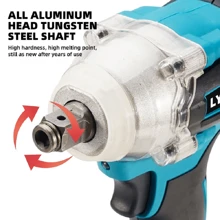 LYUWO Electric Tool, 20V Rechargeable Lithium Battery Electric Wrench, 520N. M High Torque Wrench, Suitable For Small Car Maintenance And Stage Bracket Maintenance. Single 2000mAh High-Capacity Battery, Can Rotate Clockwise Or Counterclockwise, Can Be Equipped With Drill Bit For Drilling, With LED Light, 17cm Sleeve, Adjustable Torque,