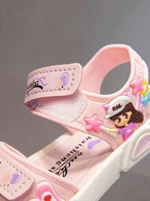 Summer Cartoon Heart Pattern Cute Princess Children Sandals, Sweet Fashion Casual Soft Bottom Sandals - Pink - View 6