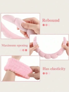 3pcs Face Wash Moisture-Proof Three Pieces Coral Velvet Absorbent Headband Headband Wrist Strap Women's Wash Skincare Moisture-Proof Tool