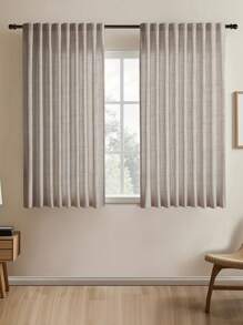 1pc Linen Modern Linen Gauze Curtain - Japanese Linen Style, Rod Pocket Design, Suitable For Living Room And Bedroom - Sheer And Light Filtering Curtain, Living Room Curtain, Bedroom Curtain - Beige - View 3