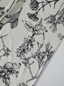 Conjunto de pijama de mujer con top sin mangas en unicolor y pantalones con estampado floral ditsy, ropa de alta gama de estilo francés para el verano - Multicolor - Ver 9