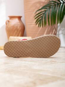 Sandalias planas de moda para mujer, pantuflas de playa antideslizantes, sandalias planas de estilo bohemio, sandalias elegantes con banda elástica para primavera y verano - Rojo - Ver 6