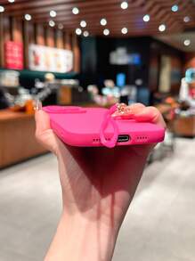 Pink Phone Case 1pc Solid Color TPU Anti-Drop Camera Protective Wrist Strap Lanyard, Suitable For Creative Mobile Phone Case Waterproof Shockproof Scratch Resistant - Hot Pink - View 3