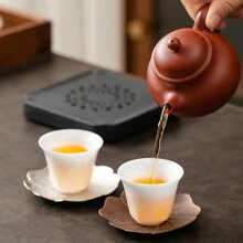 金色高档合金杯垫锡杯架创意杯垫茶具配件金属杯垫防烫隔热杯垫，适用于家庭茶室办公室茶区酒店大堂VIP接待室节日接待亲友 - 彩色 - 查看 5