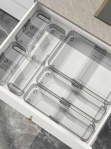 1pc Multi-Function Expandable Drawer Storage Box, Makeup Organizer With Internal Dividers For Cabinet, Kitchen, Office