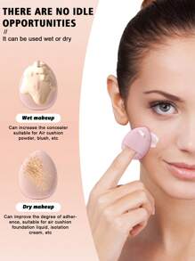 30pcs Makeup Sponge Set Includes 20 Soft Bristle Makeup Brushes: Powder Brush, Blush Brush, Contour Brush, Foundation Brush, Nose Brush, Eyeshadow Brush, Eyebrow Brush, Lip Brush, Detail Brush + 2 Makeup Sponge + 4 Triangle Powder Puffs + 2 Finger Powder Puffs + 2 Round Powder Puffs, Suitable For Liquid Makeup - Baby Pink - View 11