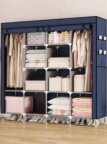 Heavy Duty & Wide Steel Tube Simple Assembled Wardrobe, Sturdy Closet Storage For Home Bedroom Rental Space - Multicolor - View 7