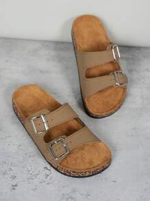 Dép hở mũi cổ điển cho nữ, dép đi trong nhà thoáng khí chống trượt thoải mái, giày mùa hè cho quý cô - Màu Khaki - Xem 7