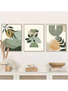 1PC Boho Wall Art Posters Leaves Sun Moon Geometric Abstract Gallery Canvas Painting And Prints Pictures For Living Room Home Decor No Frame ﻿ - Multicolor - View 6