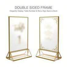12PCS/6PCS/3PCS Acrylic Menu Card Holders, Transparent Acrylic Table Number Stands With Golden Frames, Double-Sided Golden Photo Frames, Ideal For - Wedding, Engagement Party, Anniversary, Birthday, Bridal Shower, Graduation, Corporate Event Or Any Special Occasion! - Multicolor - View 12
