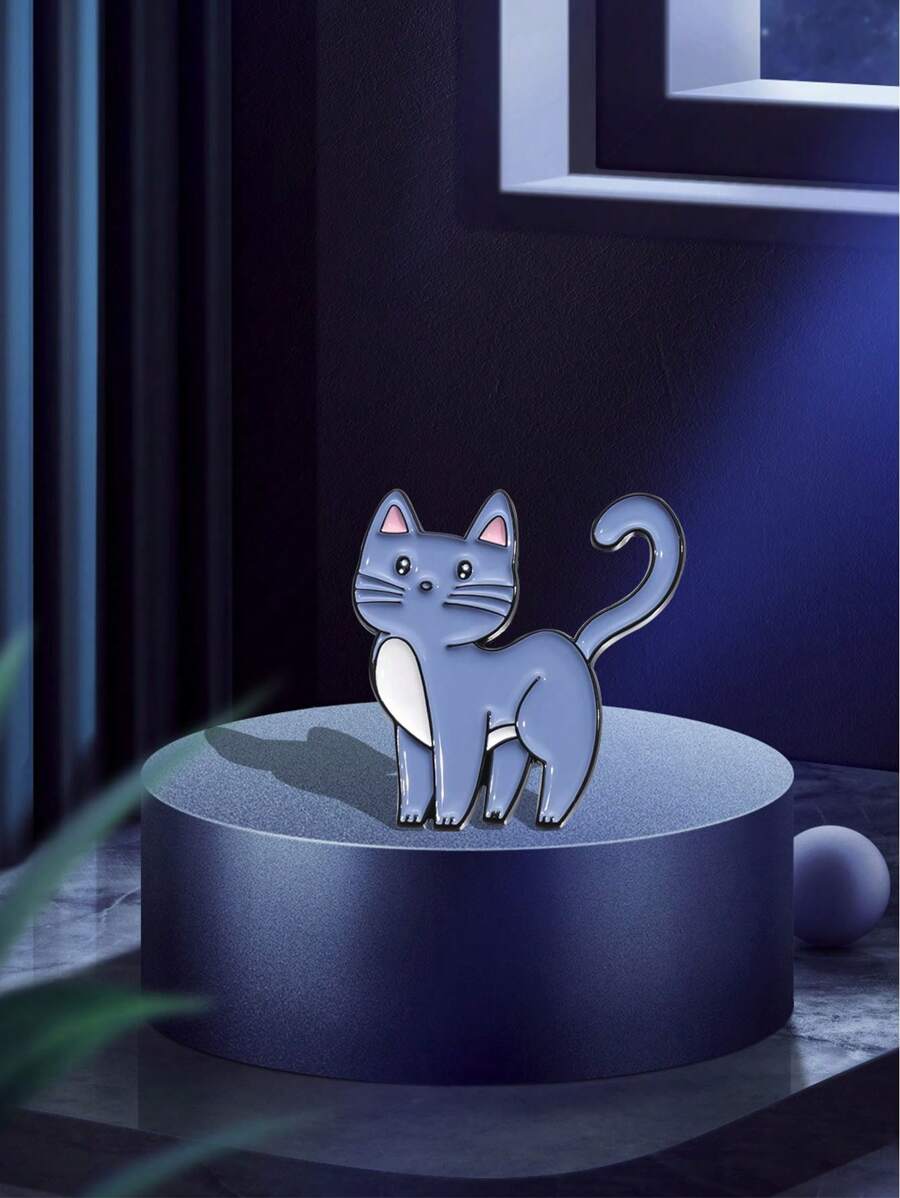 1 件可爱淘气小猫胸针，时尚合金动物装饰，适用于衣服、背包、包、书籍，是送给朋友、女朋友、毕业典礼的完美礼物