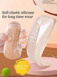 1 Pair Silicone Heel Pads, Soft, Sweat-Absorbent, Elastic, With Bottom Adhesive, Washable - Beige - View 4