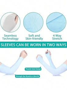 Mosquito Repellent Ice Sleeve Summer Ice Silk Sunscreen Sleeve Gloves Outdoor UV Protection Cycling And Driving Sleeves For Men And Women Set Of - Multicolor - View 3