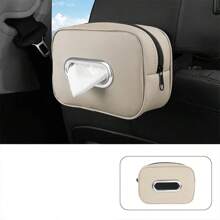 Car Tissue Box Holder Leather Car Center Console Armrest Box Sun Visor Backseat Tissue Case With Fix Strap - Brown - View 7