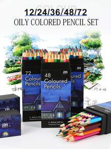 1 Set Customized 12/24/36/48/72 Colored Pencils Set, Oil-Based & Water-Soluble, Colorful Art Supplies For Sketching & Drawing Suitable For Adults & Beginners, Vibrant Colors, Personalized Stationery Gift For Back To School,School Supplies,Back To School,School Gift,For Office,For School,For Classroom,For Teacher Gifts,For University,For Colleague,For Dorm Rooms,For Teacher,For Boys And Girls,For Teenagers,Junior High School Students,Middle School Students,High School Senior High School Students,College Students,University Students,Freshman,Sophomore,Underclassmen - Multicolor - View 3