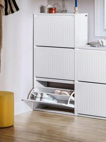 SoBuy 3 Flip-Drawers Shoe Cabinet Shoe Rack Shoe Storage Cupboard Light Grey W61 X D26 X H120cm FSR165-H-HG - White - View 2