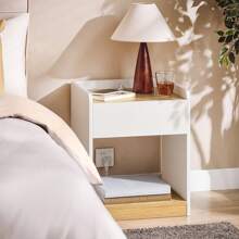 SoBuy Bedside Table Nightstand Side Table End Table Sofa Side Table Lamp Table White And Natural W45 X D40 X H55cm FBT128-WN - White - View 3